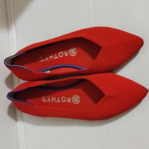 Rothy's Bright Red Textile The Point Ballet Flats Size Women’s 8